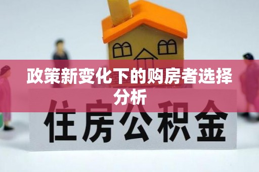 新和政策新变化下的购房者选择分析