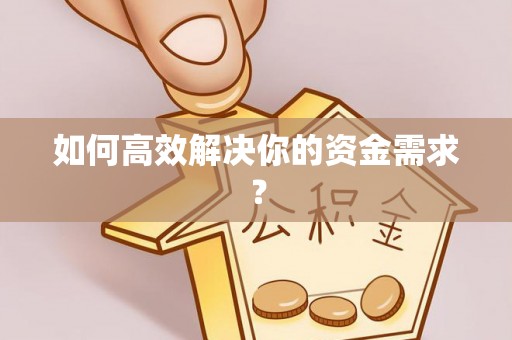 新和如何高效解决你的资金需求？